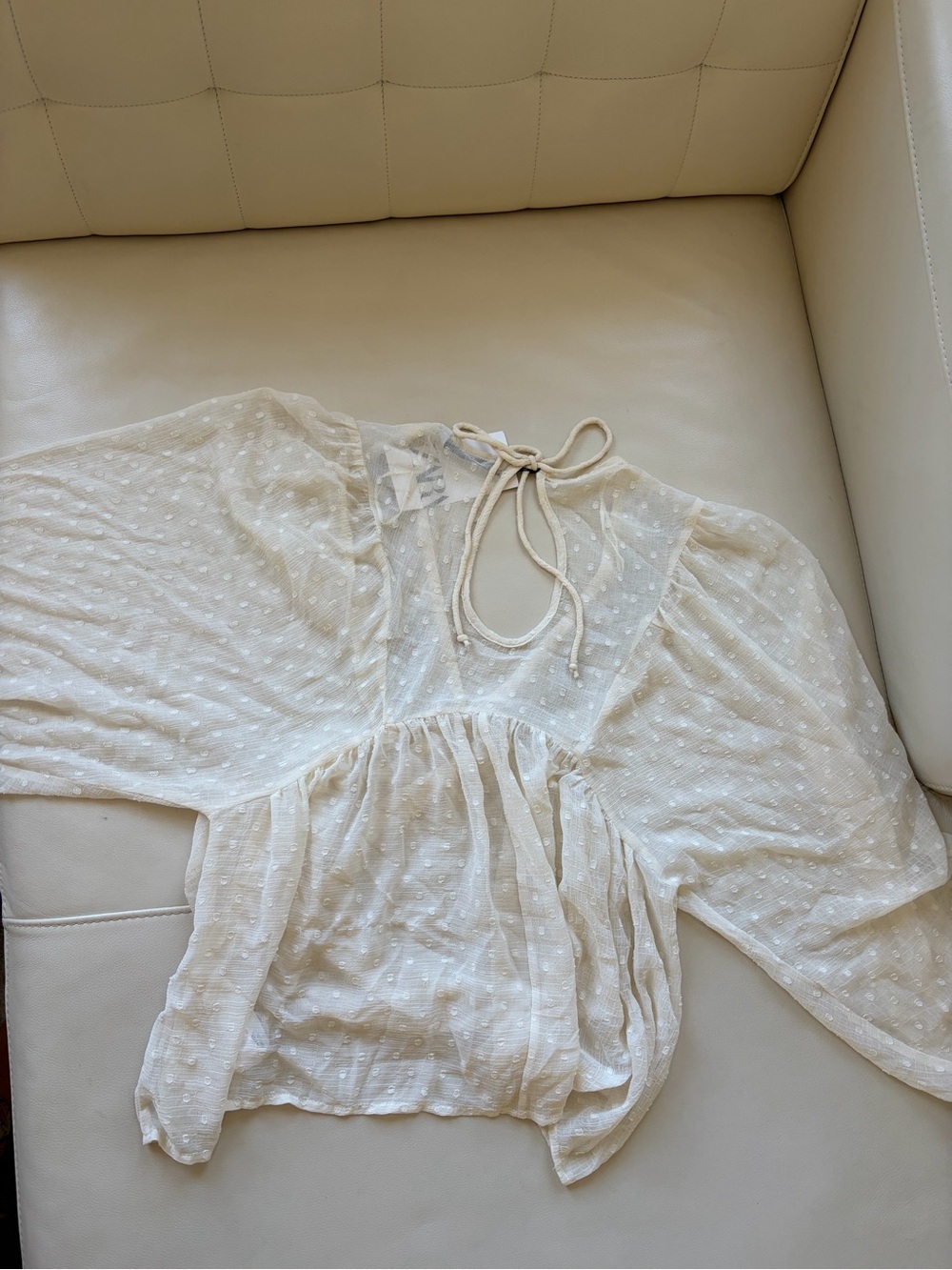 Zara Cream Beaded Embellished Top - Picture 2 of 4